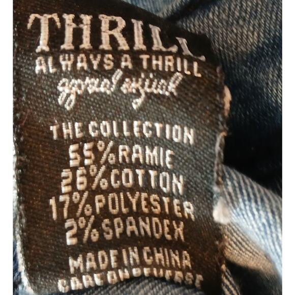 Y2K Thrill Denim Vest Medium Button Up Lace Pocket Collared Hoodless Distressed - Picture 5 of 6